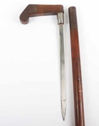 Unusual Wooden Walking Stick with Concealed Dagger, Probably Indian c.1900