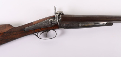 Double Barrel 12 Bore Belgian Pin Fire Sporting Gun Signed Mase Brothers, Wigmore Street, London & Liege