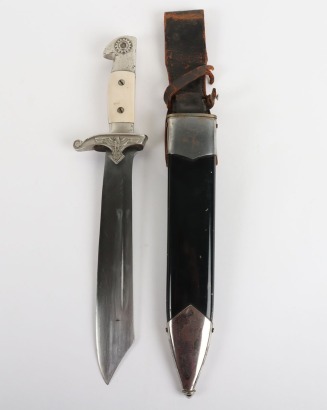 Third Reich TENO (Technische Nothilfe) Enlisted Mans Dress Dagger with Leather Hanger by Carl Eickhorn, Solingen