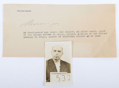 Nuremberg War Trials Photograph and Signature of SS-Oberführer Meissinger