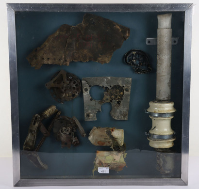 Framed Display of Aircraft Relics from German Luftwaffe Ju-88 A-1 Shot Down Over Portsmouth Harbour 12th August 1940 During the Battle of Britain