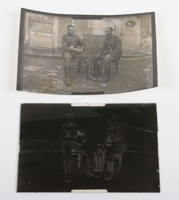 Original Glass Plate Negative of 2 Waffen-SS Soldiers from Division “Der Führer” Posing in France 1940