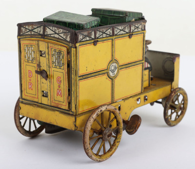 Lehmann (Germany) Tinplate Clockwork Autopost Yellow Mail Delivery Van with Driver - 4