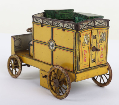 Lehmann (Germany) Tinplate Clockwork Autopost Yellow Mail Delivery Van with Driver - 5