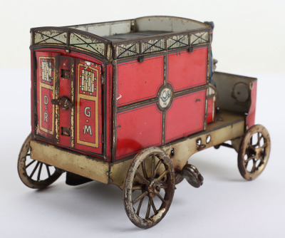 Scarce Lehmann (Germany) Tinplate Clockwork Autopost Red Mail Delivery Van with Driver - 4