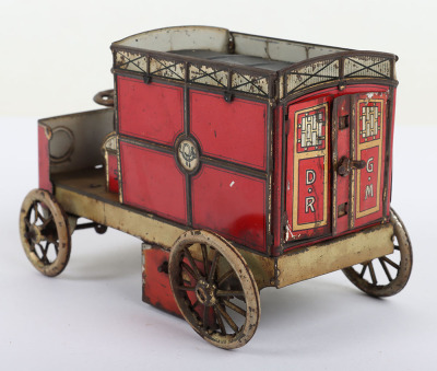 Scarce Lehmann (Germany) Tinplate Clockwork Autopost Red Mail Delivery Van with Driver - 5