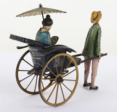 Scarce Lehmann (Germany) Tinplate Clockwork Masuyama Rickshaw EPL 773 - 4