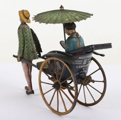 Scarce Lehmann (Germany) Tinplate Clockwork Masuyama Rickshaw EPL 773 - 5