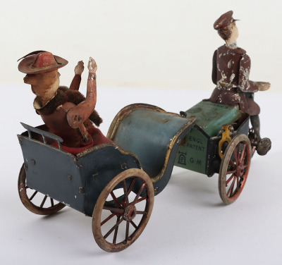 A Scarce Lehmann (Germany) Tinplate Clockwork Anxious Bride Rad Cycle & Rear Cart - 5