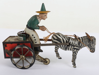A Lehmann (Germany) Tinplate Clockwork Zikra Zebra and Cart EPL 752