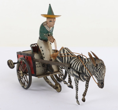 A Lehmann (Germany) Tinplate Clockwork Zikra Zebra and Cart EPL 752 - 2