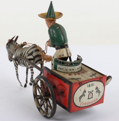 A Lehmann (Germany) Tinplate Clockwork Zikra Zebra and Cart EPL 752 - 4