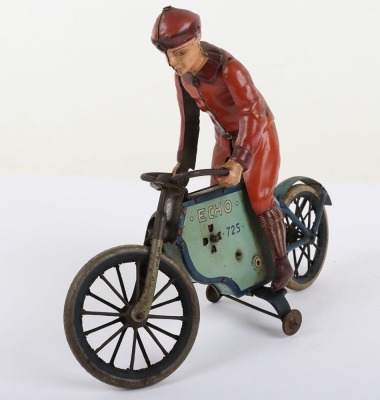 Scarce Lehmann (Germany) Tinplate Clockwork. Echo Motorcyclist EPL 725