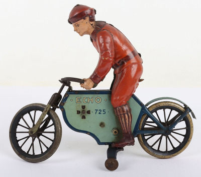 Scarce Lehmann (Germany) Tinplate Clockwork. Echo Motorcyclist EPL 725 - 2