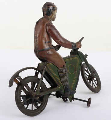 Fischer (Germany) Tinplate Clockwork Motorcyclist bell ringer version - 4