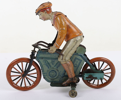 Scarce Kico (Germany) Tinplate Clockwork Twin Cylinder Motorcyclist