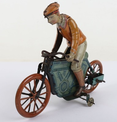 Scarce Kico (Germany) Tinplate Clockwork Twin Cylinder Motorcyclist - 2