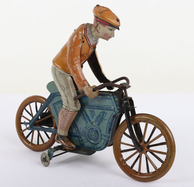 Scarce Kico (Germany) Tinplate Clockwork Twin Cylinder Motorcyclist - 3
