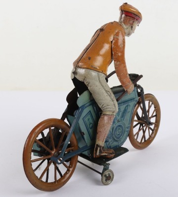 Scarce Kico (Germany) Tinplate Clockwork Twin Cylinder Motorcyclist - 4