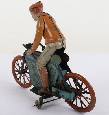 Scarce Kico (Germany) Tinplate Clockwork Twin Cylinder Motorcyclist - 5