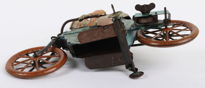 Scarce Kico (Germany) Tinplate Clockwork Twin Cylinder Motorcyclist - 6