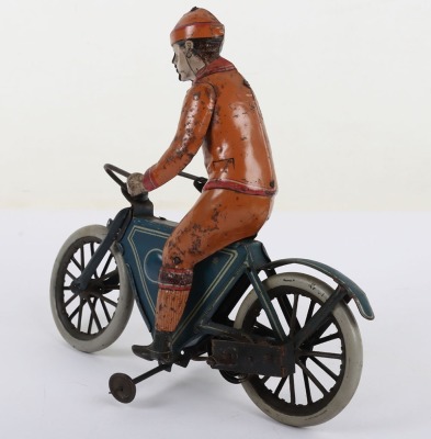 Fischer(Germany) Tinplate Clockwork Motorcyclist - 5