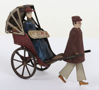 Scarce Early Lehmann (Germany) Tinplate Flywheel Mikado Family Rickshaw - 3
