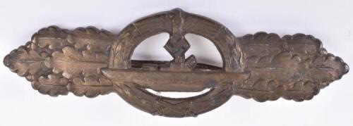 WW2 German Kriegsmarine U-Boat Combat Clasp in Bronze by Schwerin Berlin