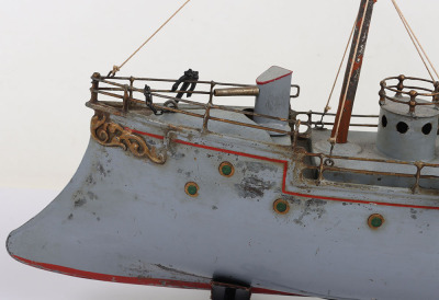 A fine Bing tinplate clockwork two funnel Gunship &lsquo;Chanzy&rsquo;, German circa 1905 - 8