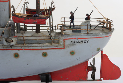 A fine Bing tinplate clockwork two funnel Gunship &lsquo;Chanzy&rsquo;, German circa 1905 - 9