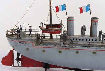 A fine Bing tinplate clockwork two funnel Gunship &lsquo;Chanzy&rsquo;, German circa 1905 - 11