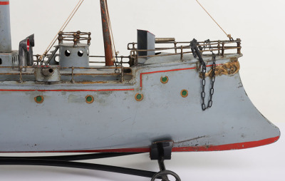 A fine Bing tinplate clockwork two funnel Gunship &lsquo;Chanzy&rsquo;, German circa 1905 - 12