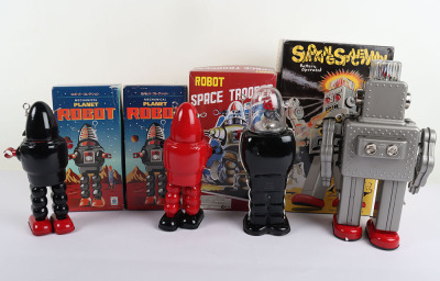 Four Recent Issue HA HA Toy Boxed Tinplate Robots - 3