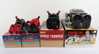 Four Recent Issue HA HA Toy Boxed Tinplate Robots - 4