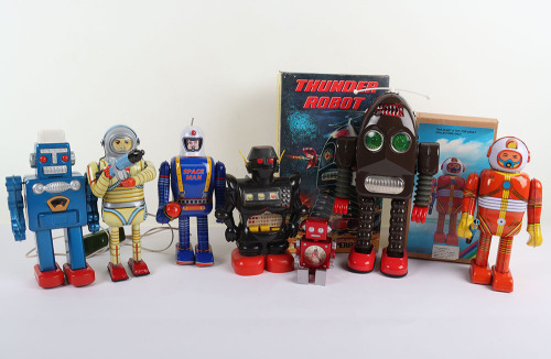 Five Recent Issue Tinplate Robots,
