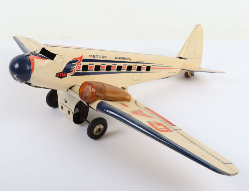 A Mettoy Airways Tinplate Twin Engine Aeroplane