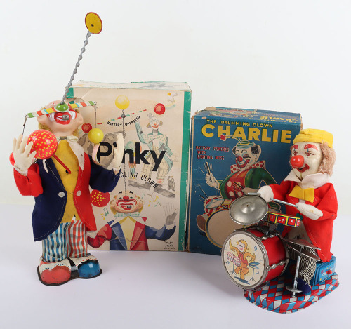 A Alps Japanese Tinplate Novelty Toy The Drumming Clown Charlie