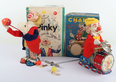 A Alps Japanese Tinplate Novelty Toy The Drumming Clown Charlie - 2