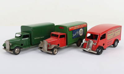 Three Tri-ang Minic Tinplate Post war Delivery Vans