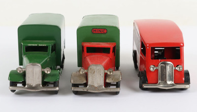 Three Tri-ang Minic Tinplate Post war Delivery Vans - 2