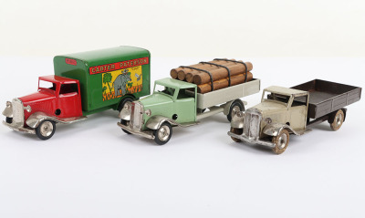 Three Tri-ang Minic Tinplate Post war Commercial Vehicles