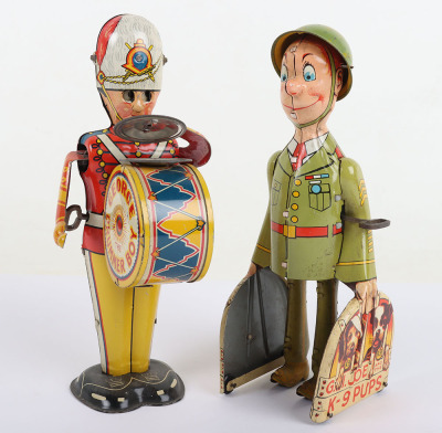 Unique Art MFG. Co. USA Tinplate GI Joe and K-9 Pups