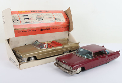 Bandai Japanese Battery Operated Tinplate Cadillac convertible Gear Shift Car