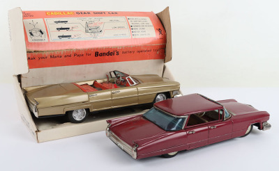 Bandai Japanese Battery Operated Tinplate Cadillac convertible Gear Shift Car - 2