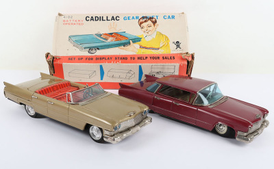 Bandai Japanese Battery Operated Tinplate Cadillac convertible Gear Shift Car - 3