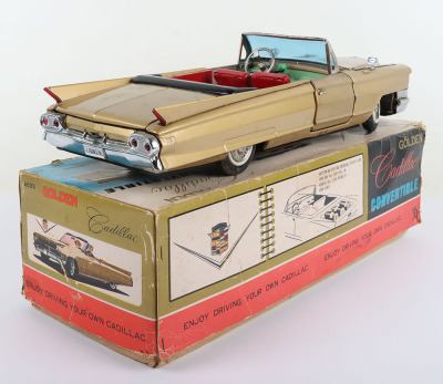Large 4205 Bandai battery operated Tinplate Golden Cadillac Convertible - 4