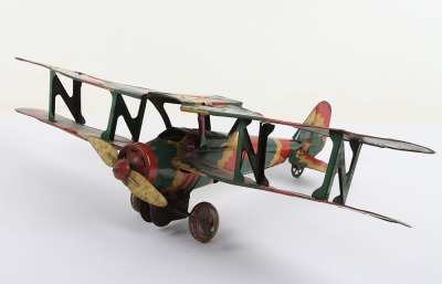 Mettoy Military Tinplate Fighter Biplane - 2