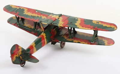 Mettoy Military Tinplate Fighter Biplane - 4