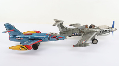 TN Nomura Toys Japan Battery Operated US Air Force Tinplate Grumman Jet Fighter - 2