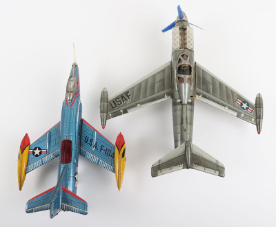 TN Nomura Toys Japan Battery Operated US Air Force Tinplate Grumman Jet Fighter - 5